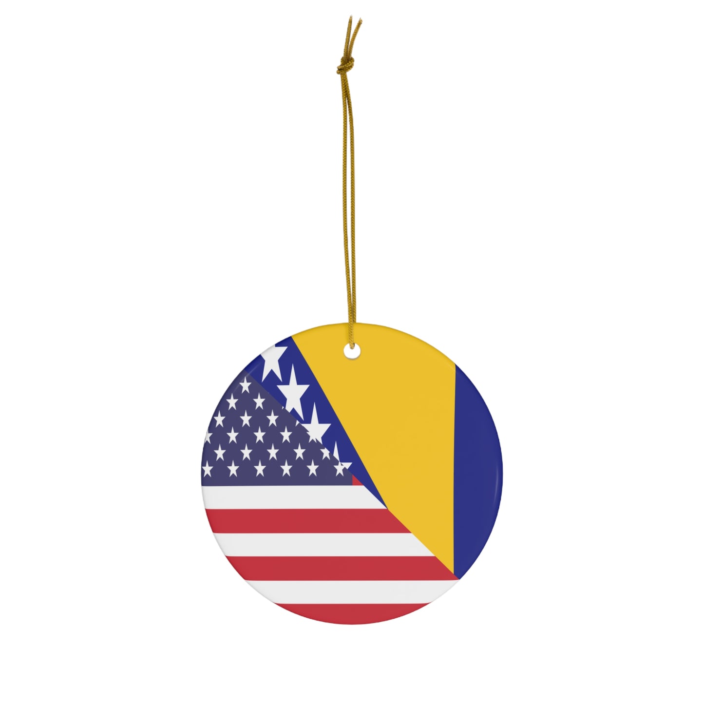 Bosnia Herzegovina American Flag Ceramic Ornament | Christmas Tree Ornaments