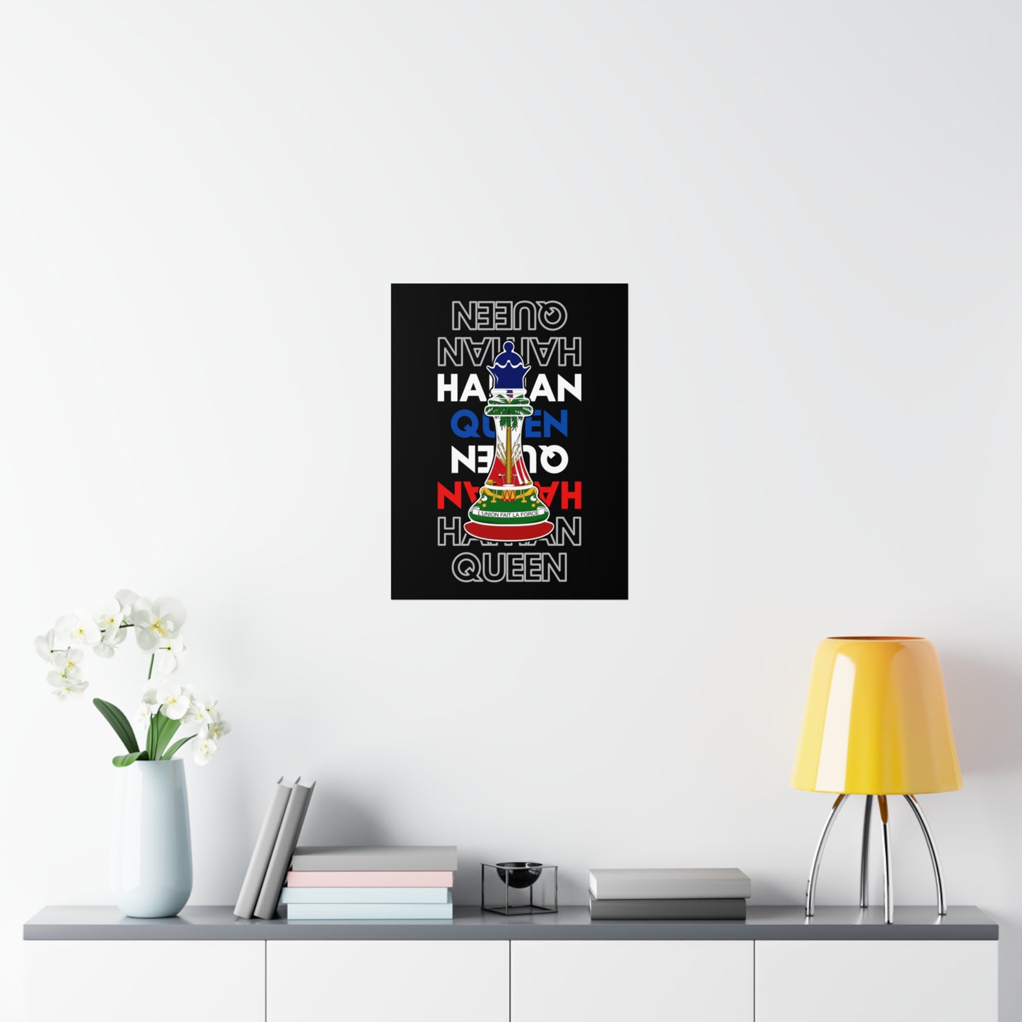 Haitian Queen Chess Piece Text | Haiti Flag Premium Matte Poster