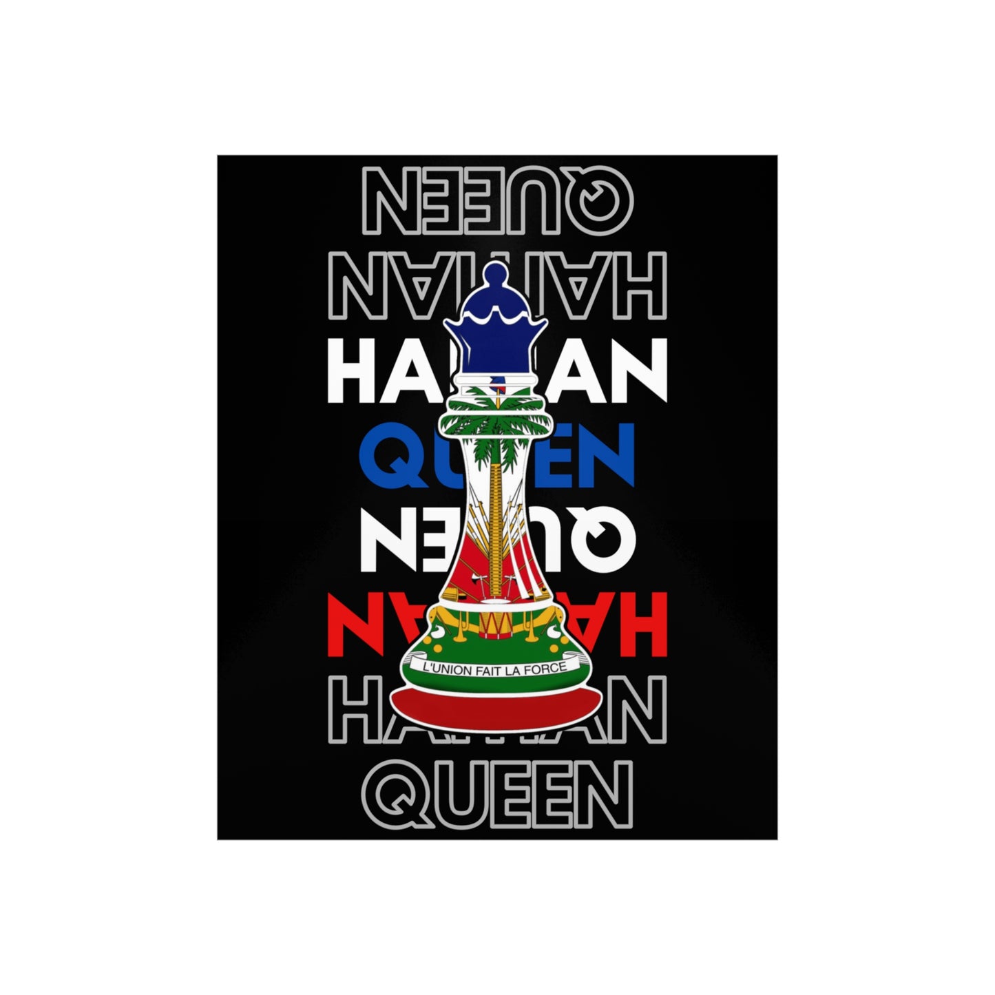 Haitian Queen Chess Piece Text | Haiti Flag Premium Matte Poster