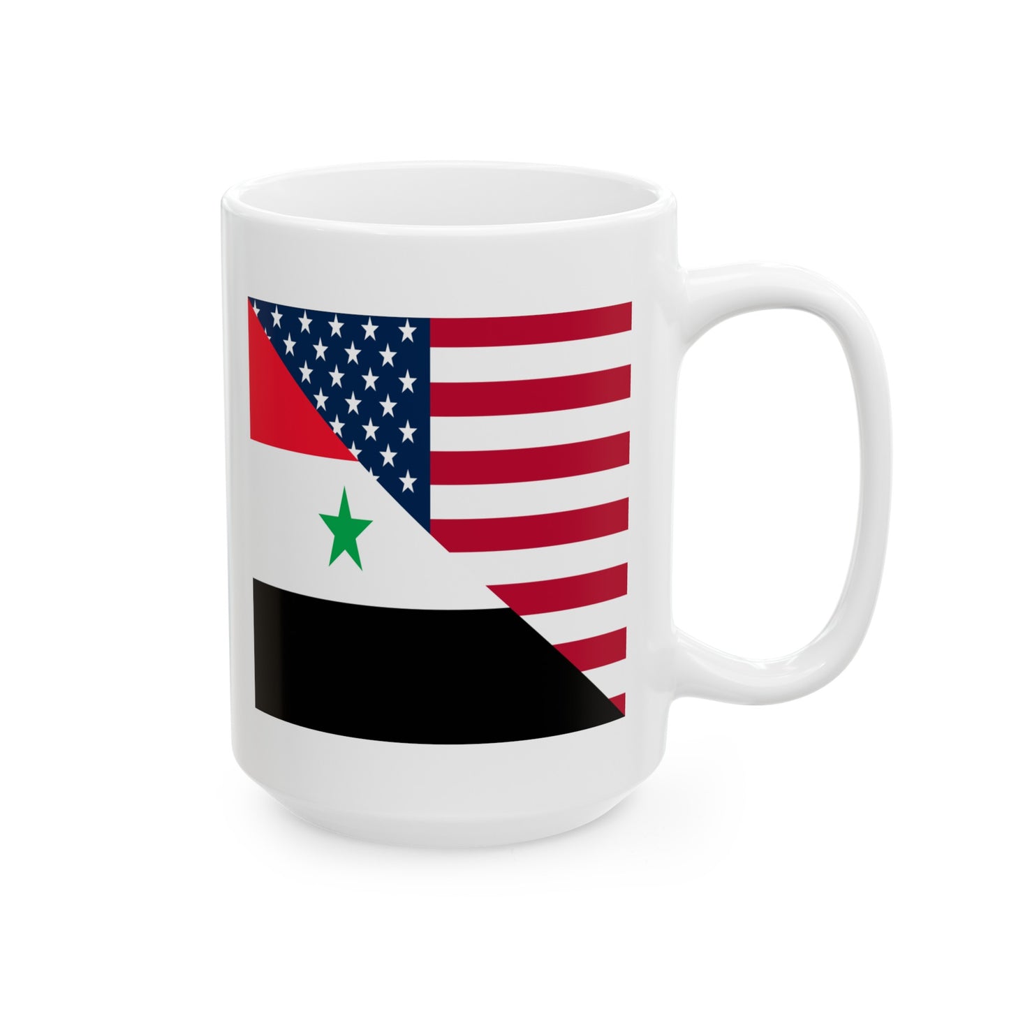 Syrian American Flag Half Syria USA Ceramic Mug 11oz, 15oz Cup