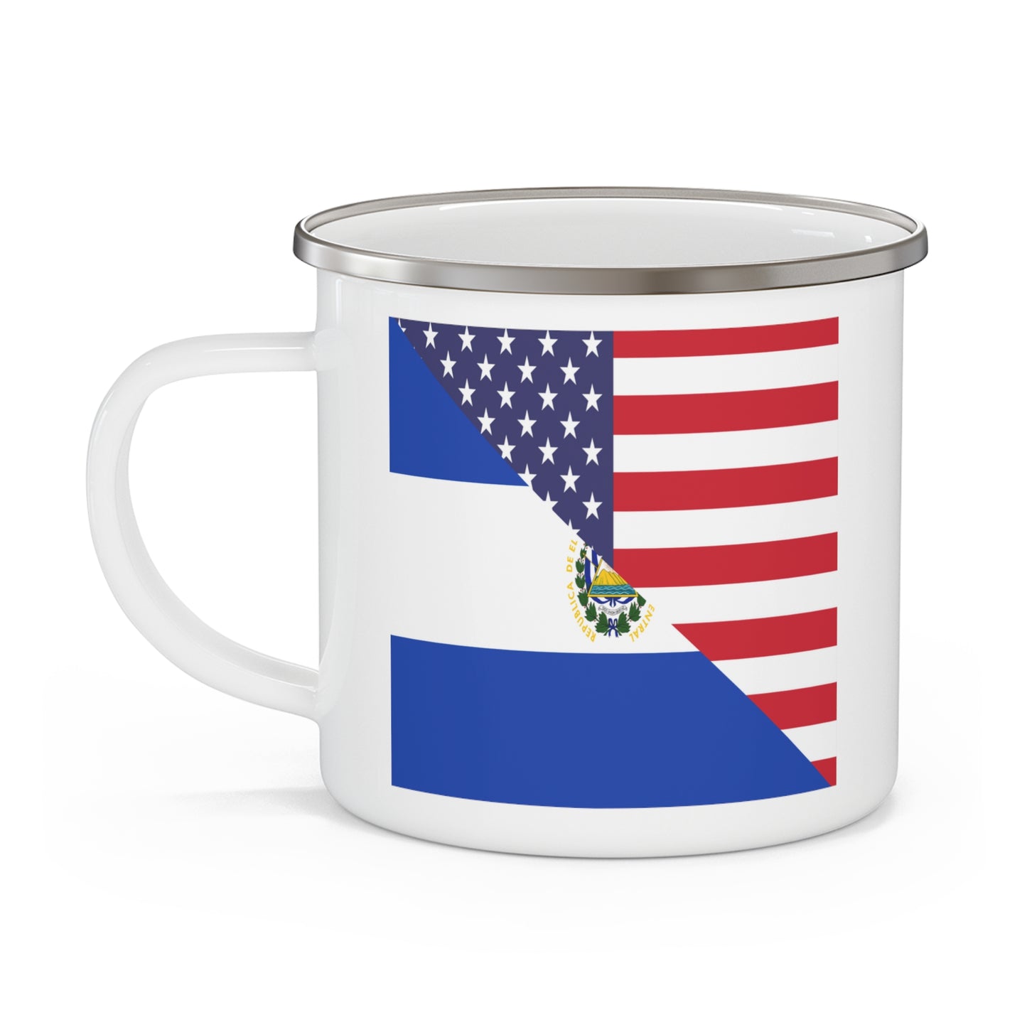 El Salvador American Flag USA 12oz Enamel Mug