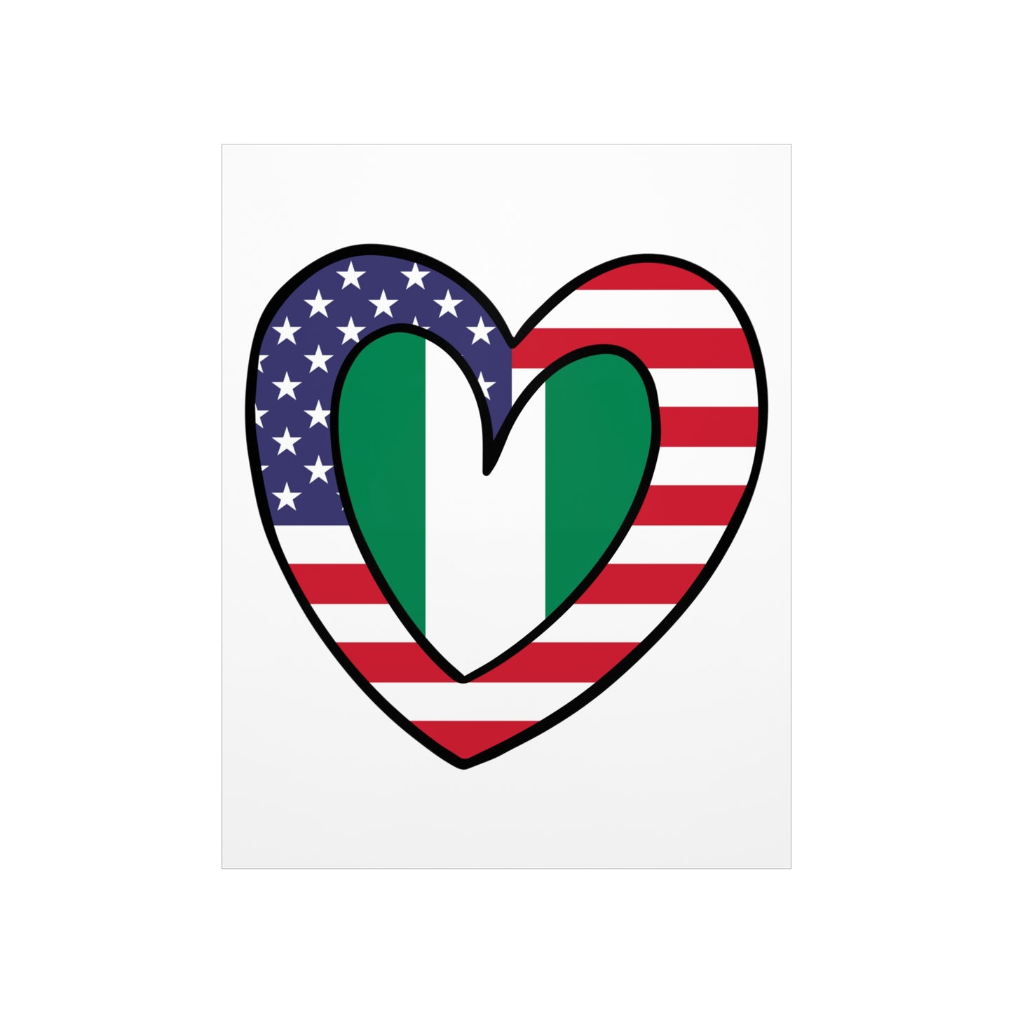 American Nigerian Flag Inner Heart USA Naija Nigeria Premium Matte Poster