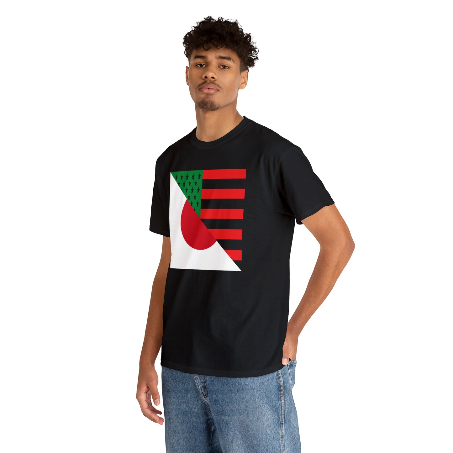 Black Japanese Flag Half African American Japan T-Shirt | Unisex Tee Shirt