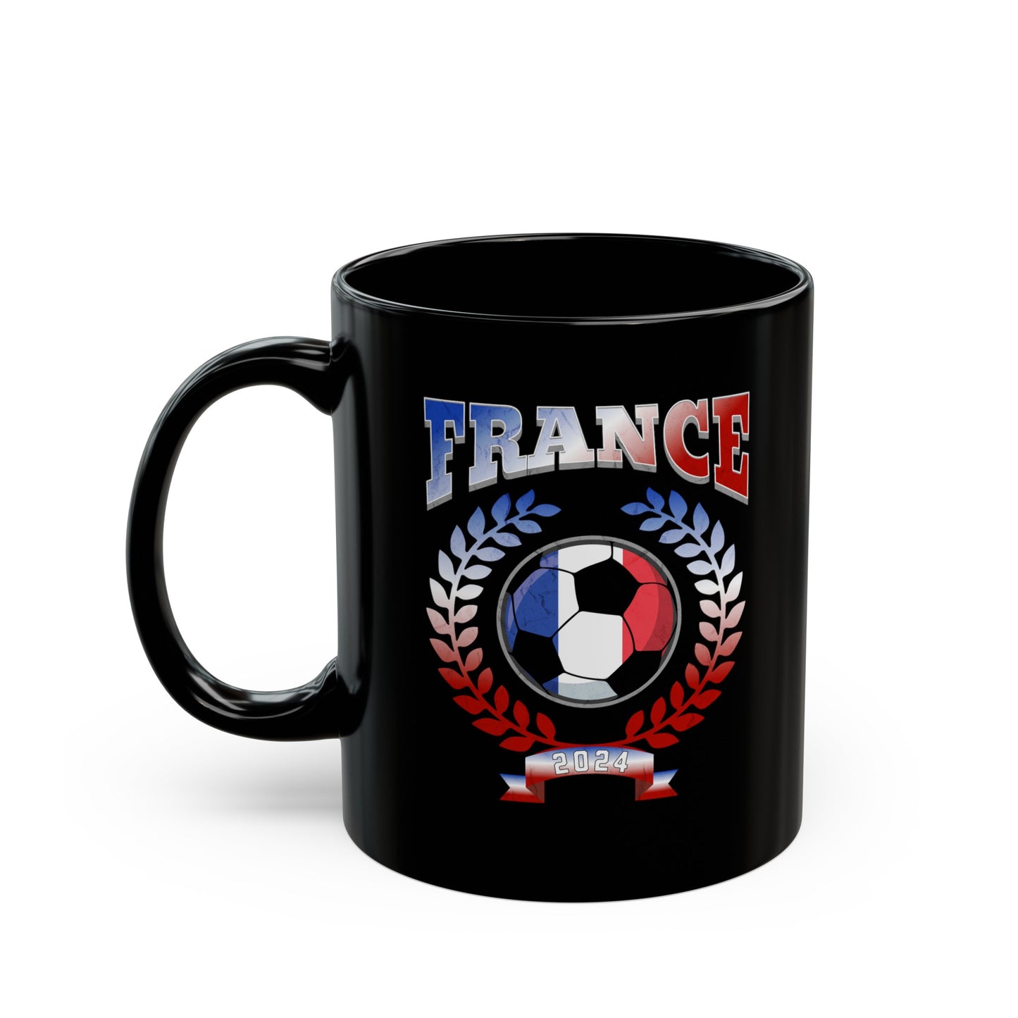 France 2024 Soccer Football Championship Games French Team Black Mug (11oz, 15oz)