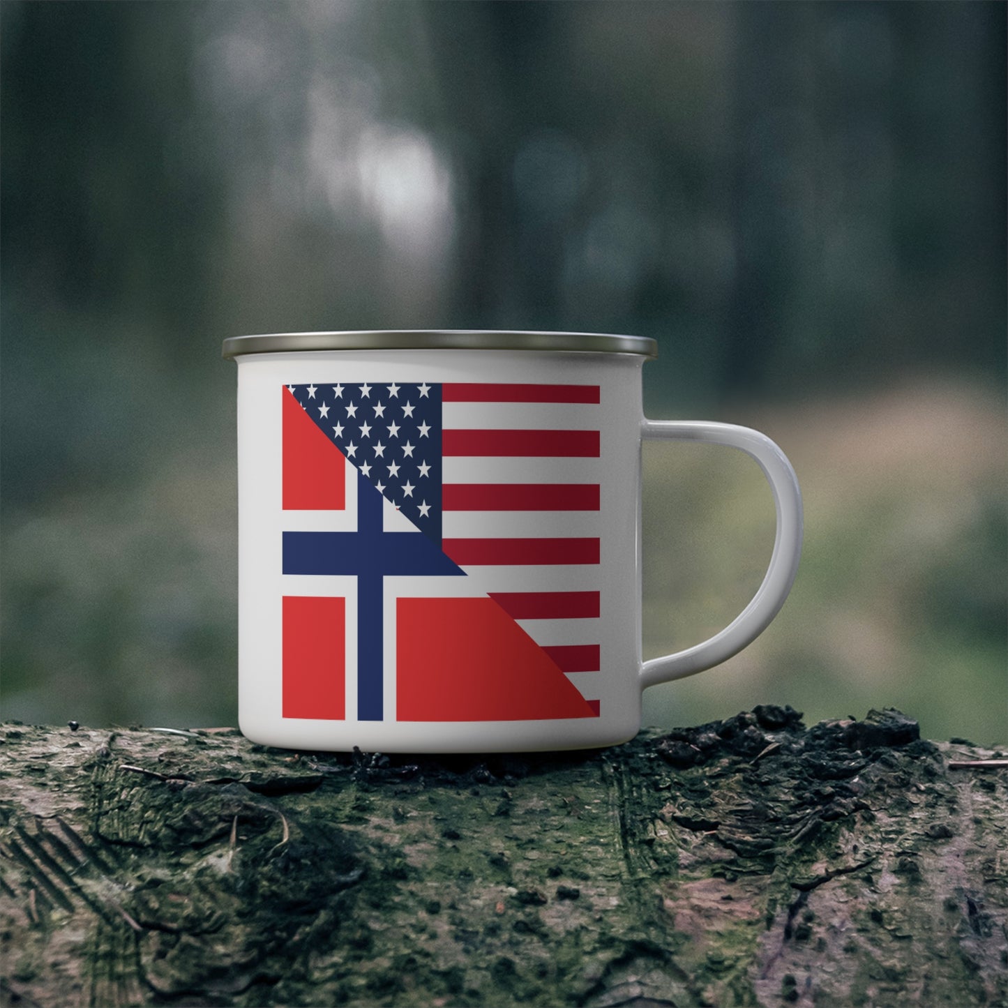 Norwegian American Flag Norway USA 12oz Enamel Mug