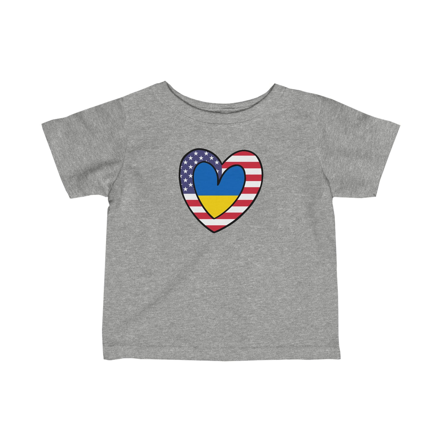 Infant American Ukrainian Flag Inner Heart USA Ukraine  Toddler Tee Shirt