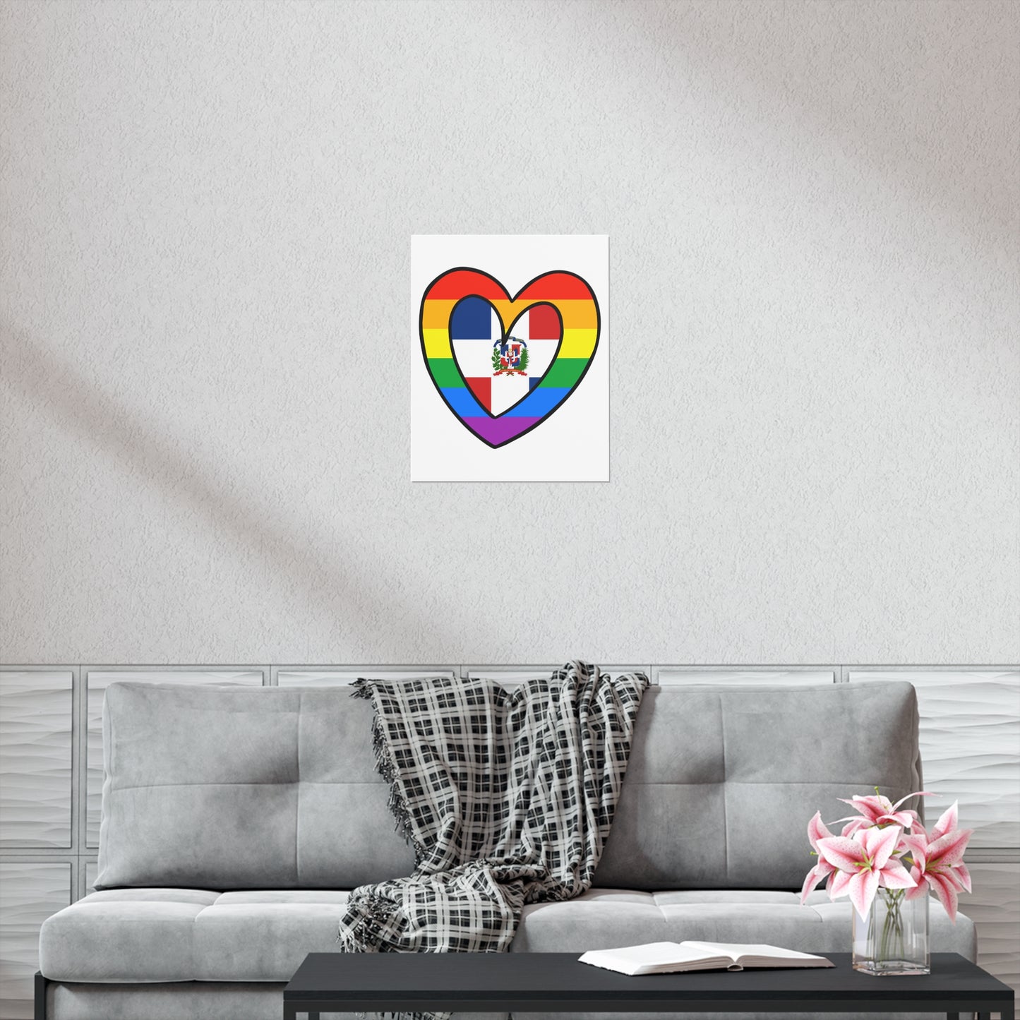 Dominican Rainbow Flag Heart DR Pride Month Premium Matte Poster