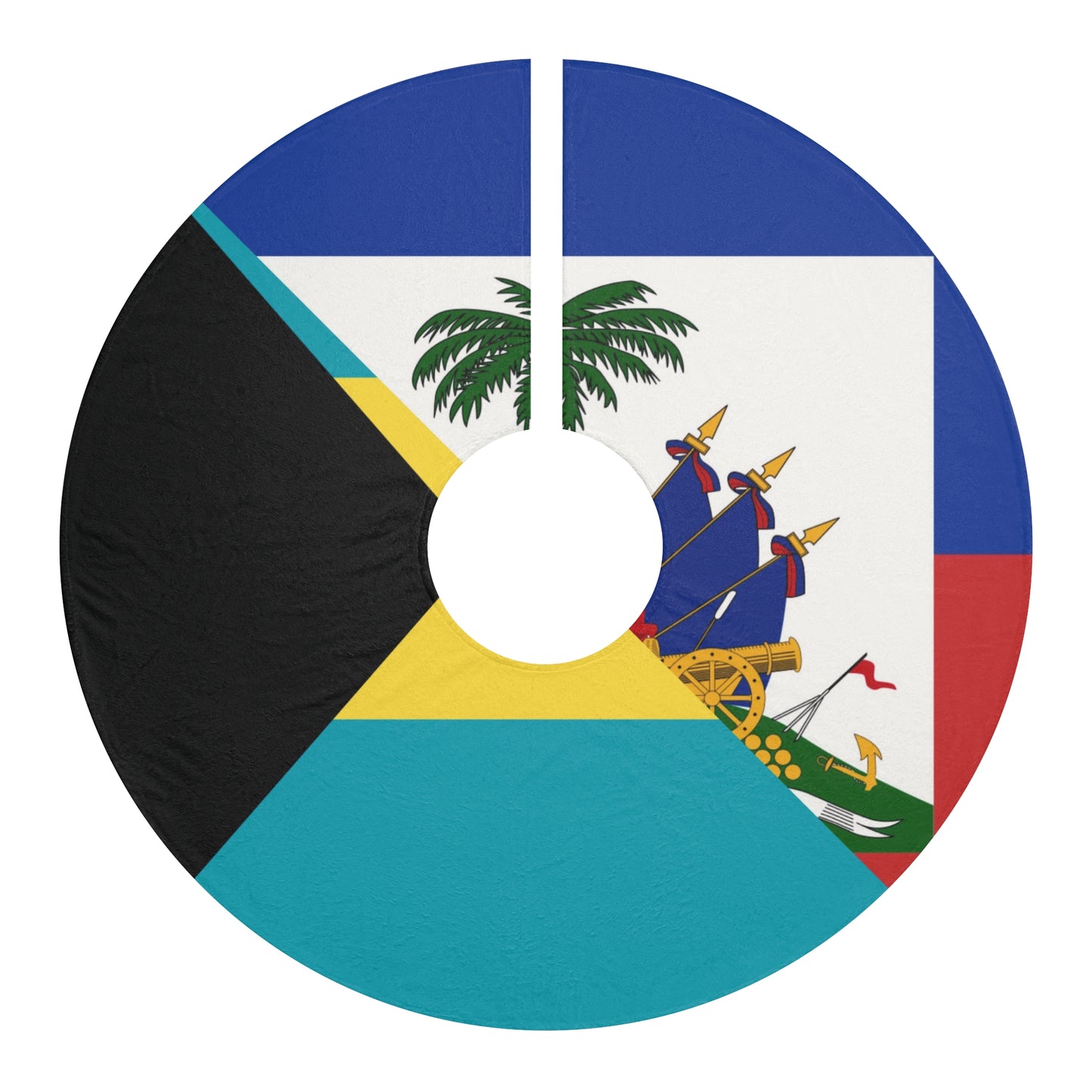 Haiti Bahamas Flag | Half Haitian Bahamian Flag Christmas Tree Skirt