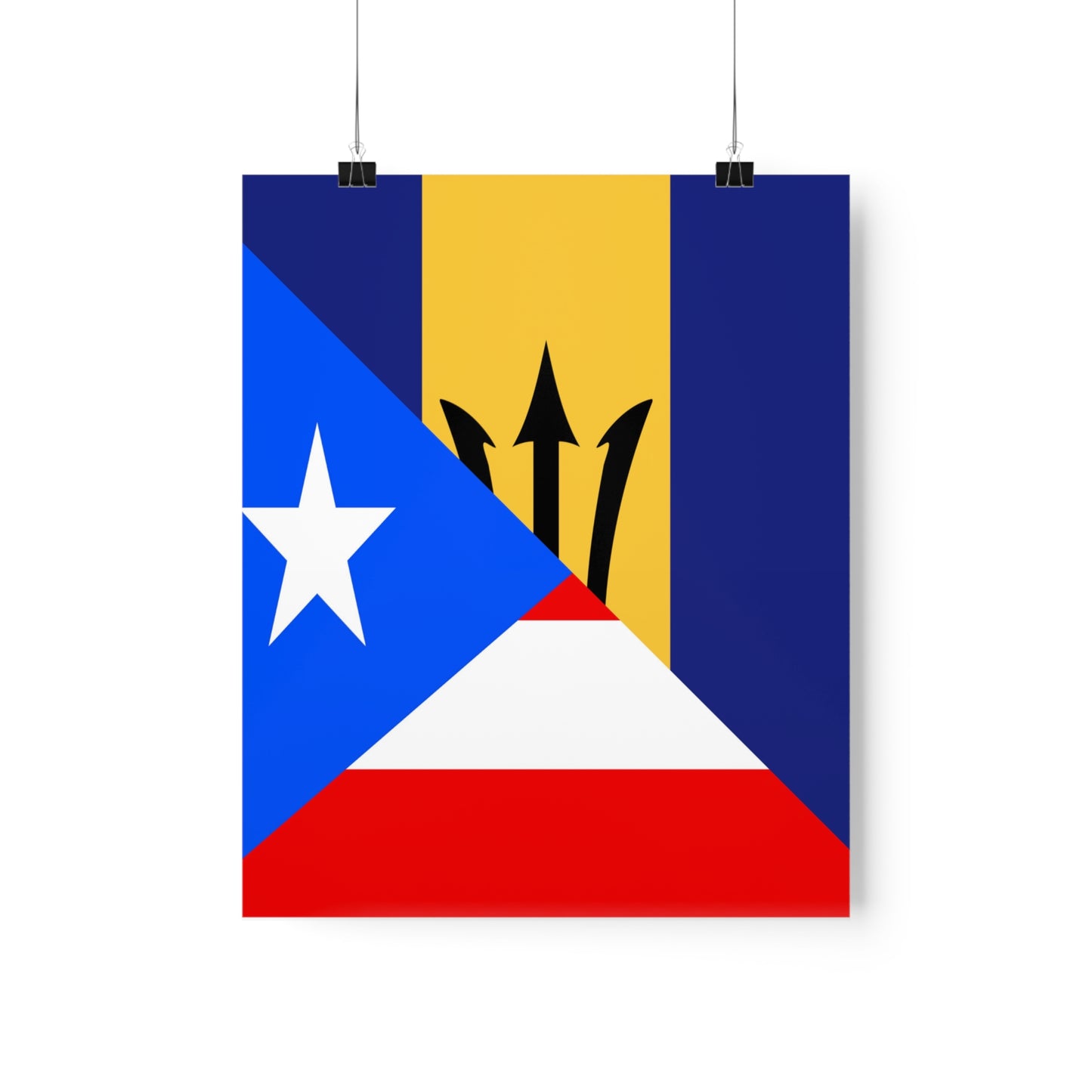 Bajan Puerto Rican Flag Puerto Rico Barbados Premium Matte Poster