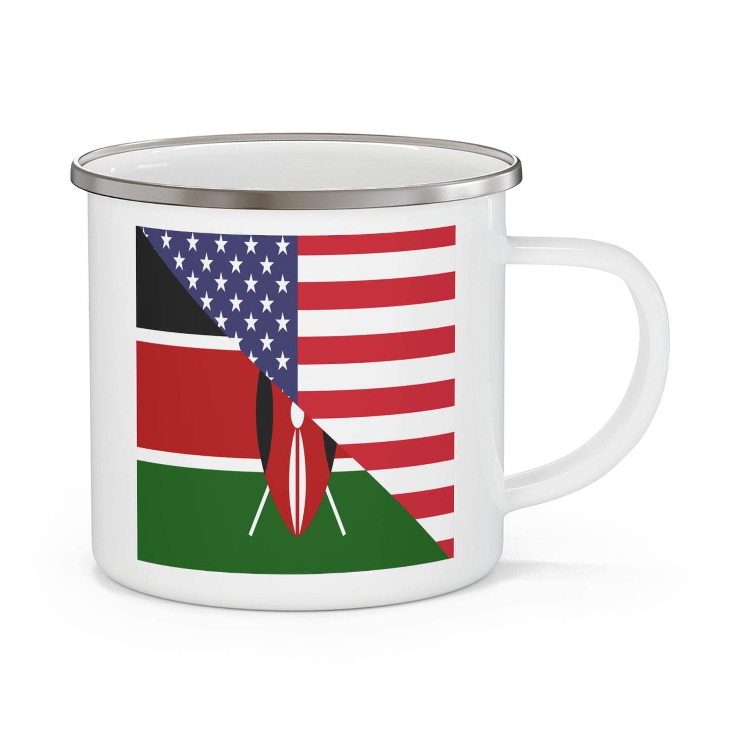 Kenyan American Flag Kenya USA 12oz Enamel Mug