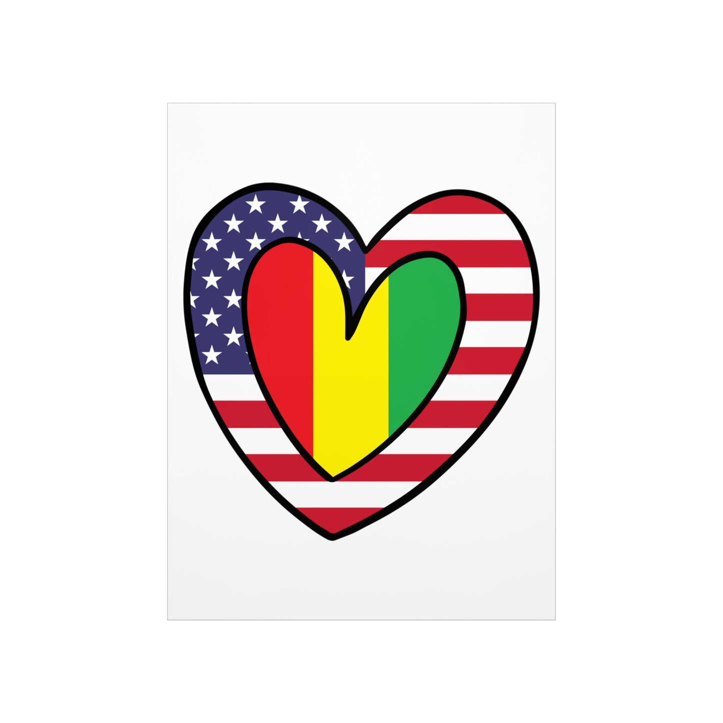 Guinean American Heart Valentines Day Wedding Gift Half Guinea USA Flag Premium Matte Poster