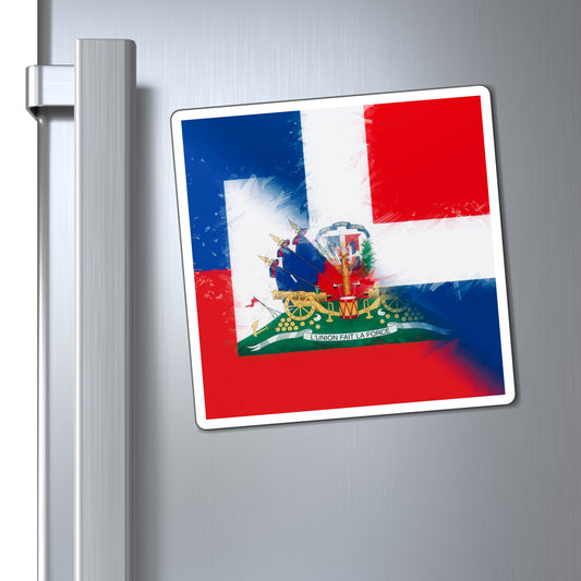 Haiti Dominican Republic Flag | Hispaniola DR Half Haitian Dominican Flag Magnet