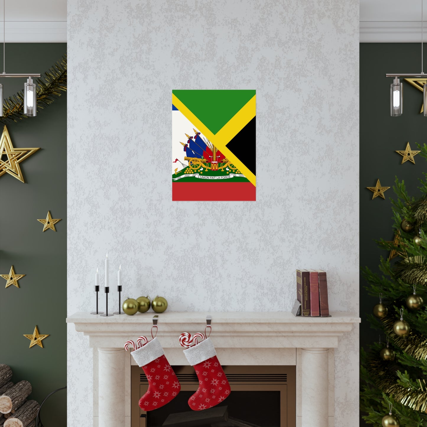 Haitian Jamaican Flag | Half Jamaica Haiti Premium Matte Poster