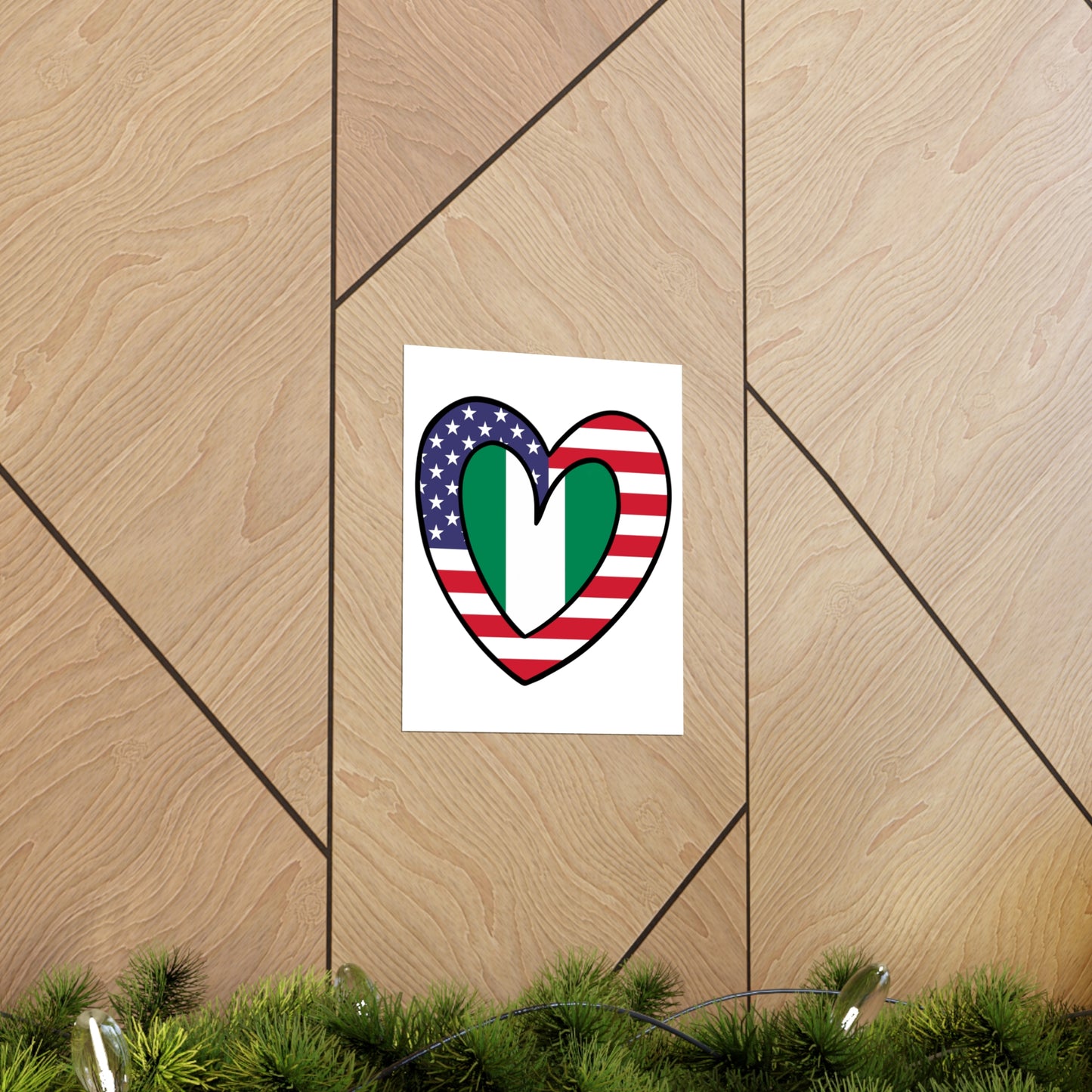 American Nigerian Flag Inner Heart USA Naija Nigeria Premium Matte Poster