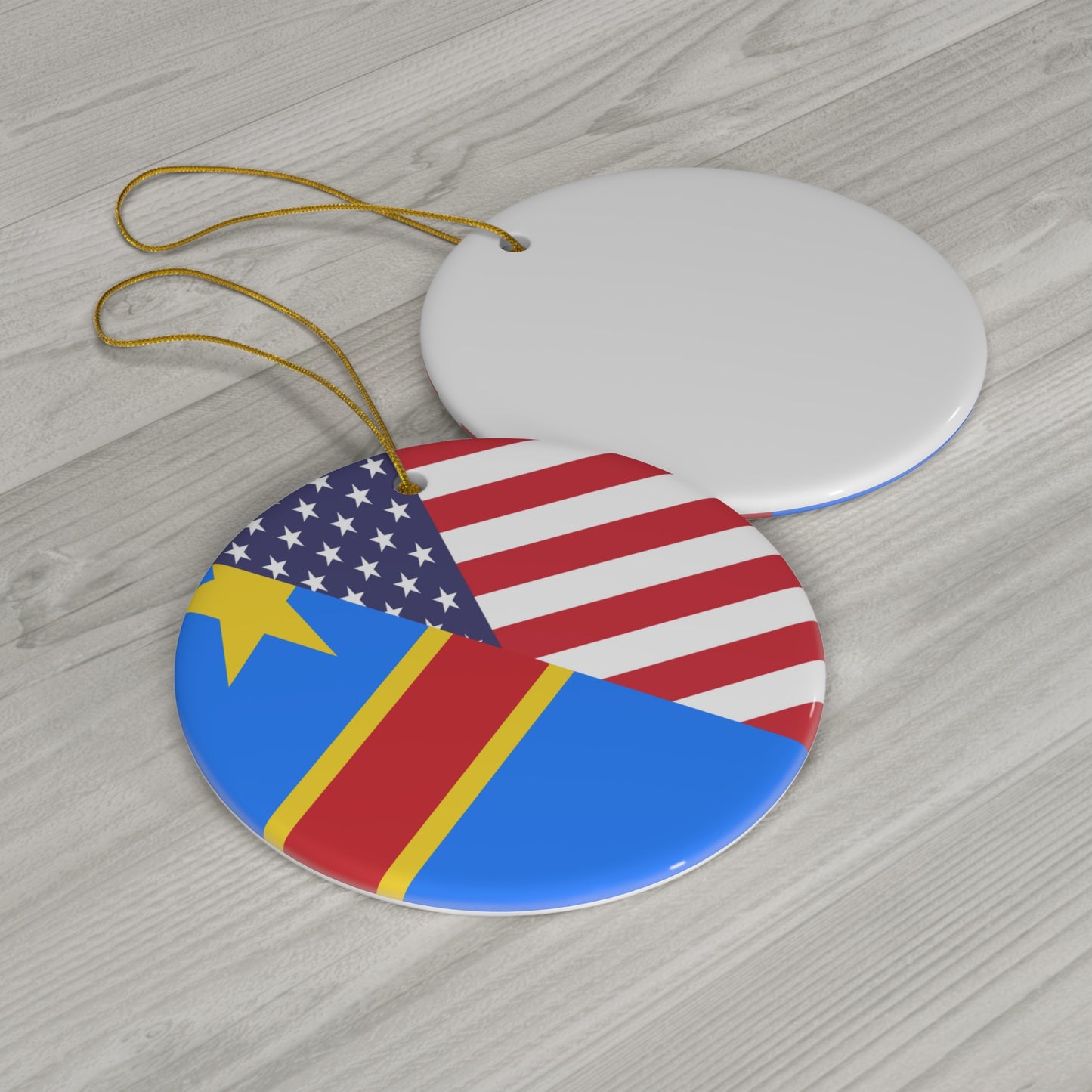 Democratic Republic of Congo American Congolese USA Ceramic Ornament | Christmas Tree Ornaments