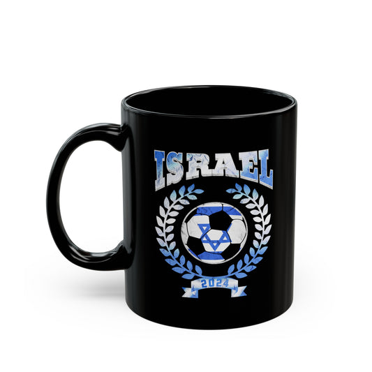 Israel 2024 Soccer Football Championship Games Israeli Team Black Mug (11oz, 15oz)