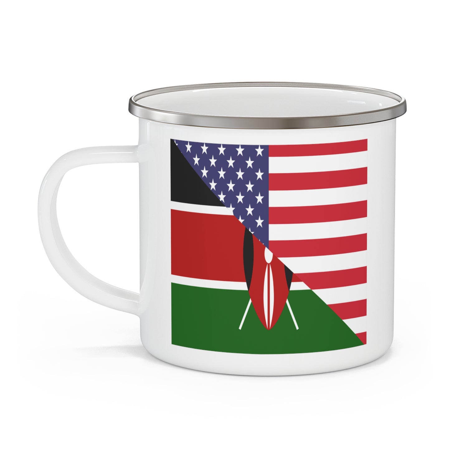 Kenyan American Flag Kenya USA 12oz Enamel Mug