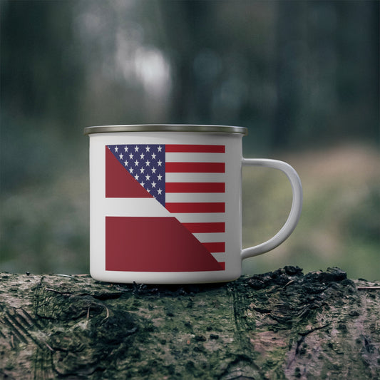 Latvian American Flag Latvia USA 12oz Enamel Mug