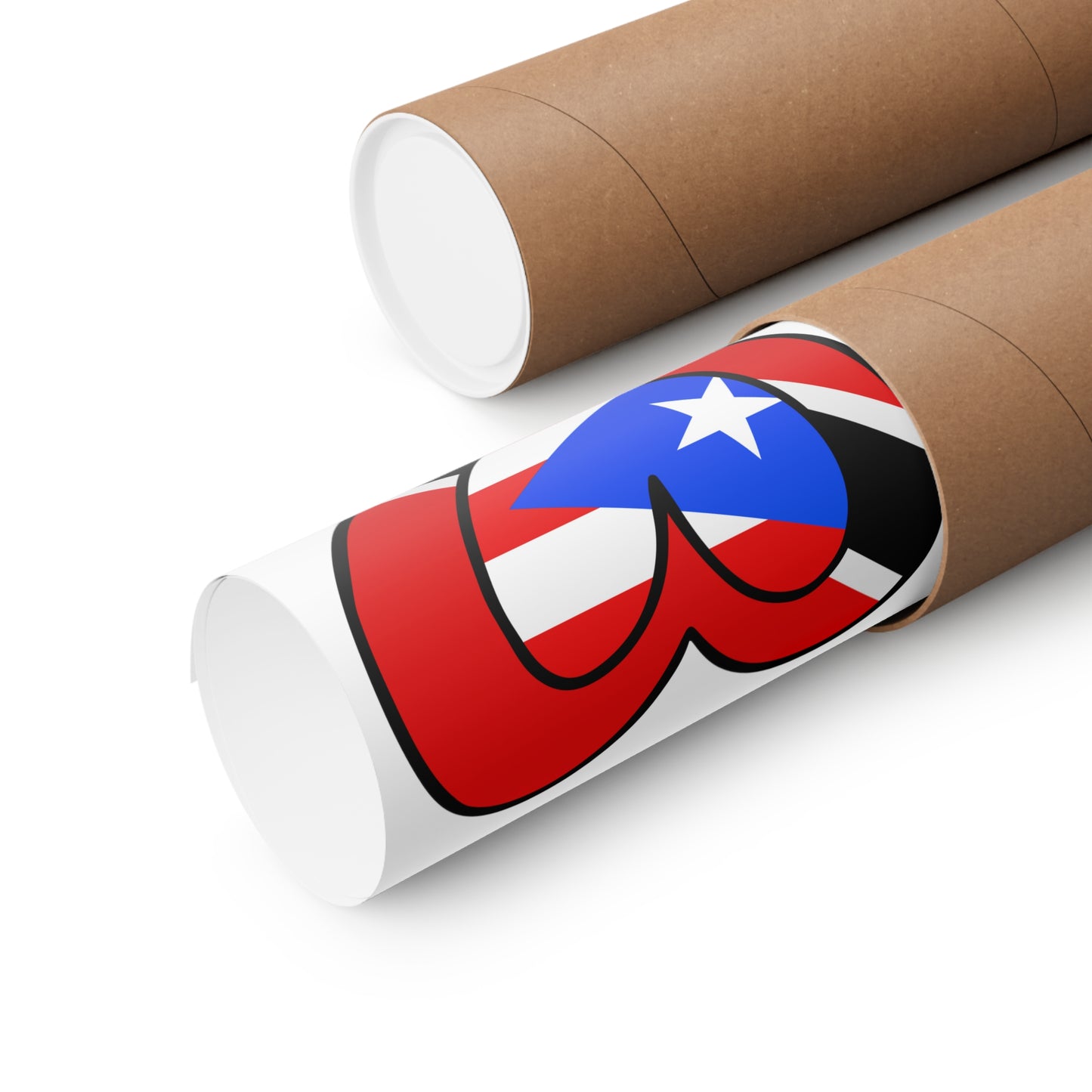 Puerto Rican Trini Heart Valentines Day Gift Half PR Trinidad Flag Premium Matte Poster