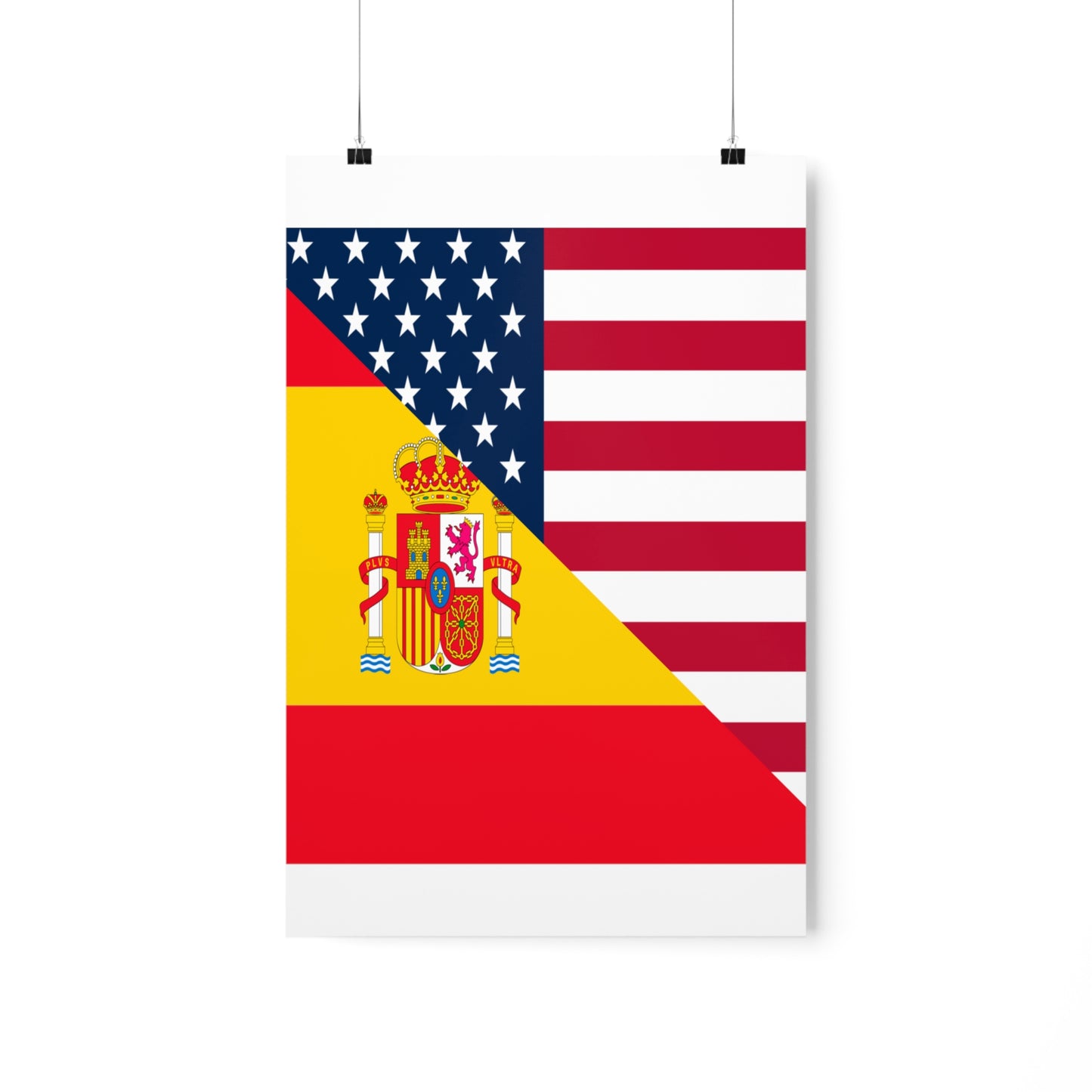 Spain American Flag Half Spanish USA Premium Matte Poster