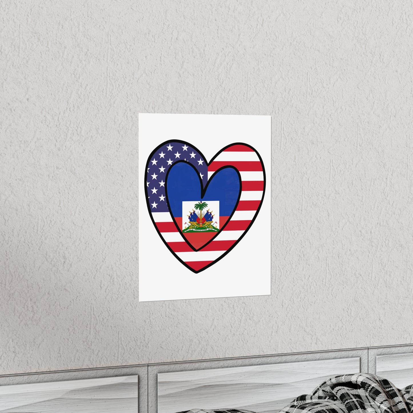 American Haitian Flag Inner Heart USA Haiti Premium Matte Poster