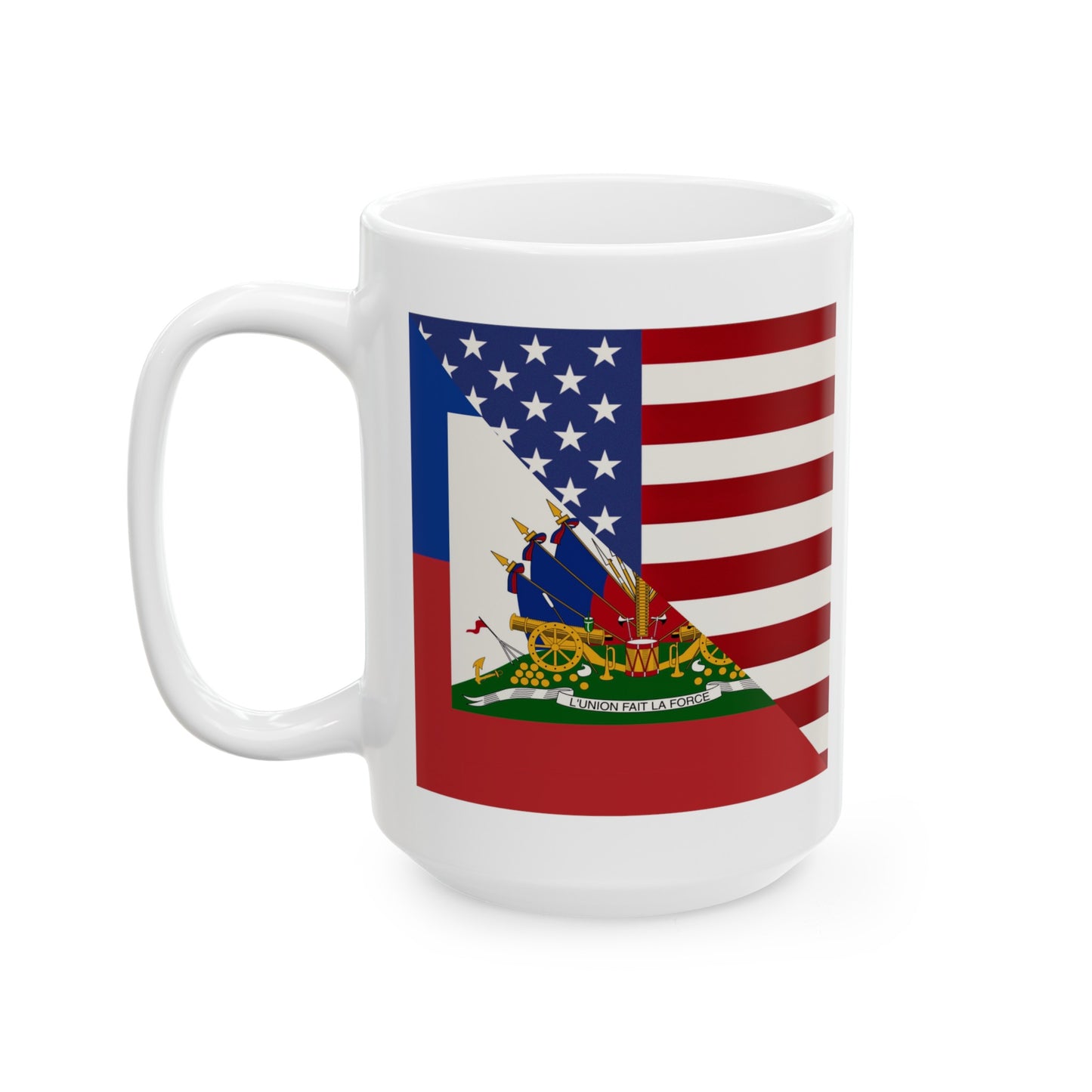 Haiti America Flag | Half Haitian American Flag Ayiti Ceramic Mug 11oz, 15oz Cup