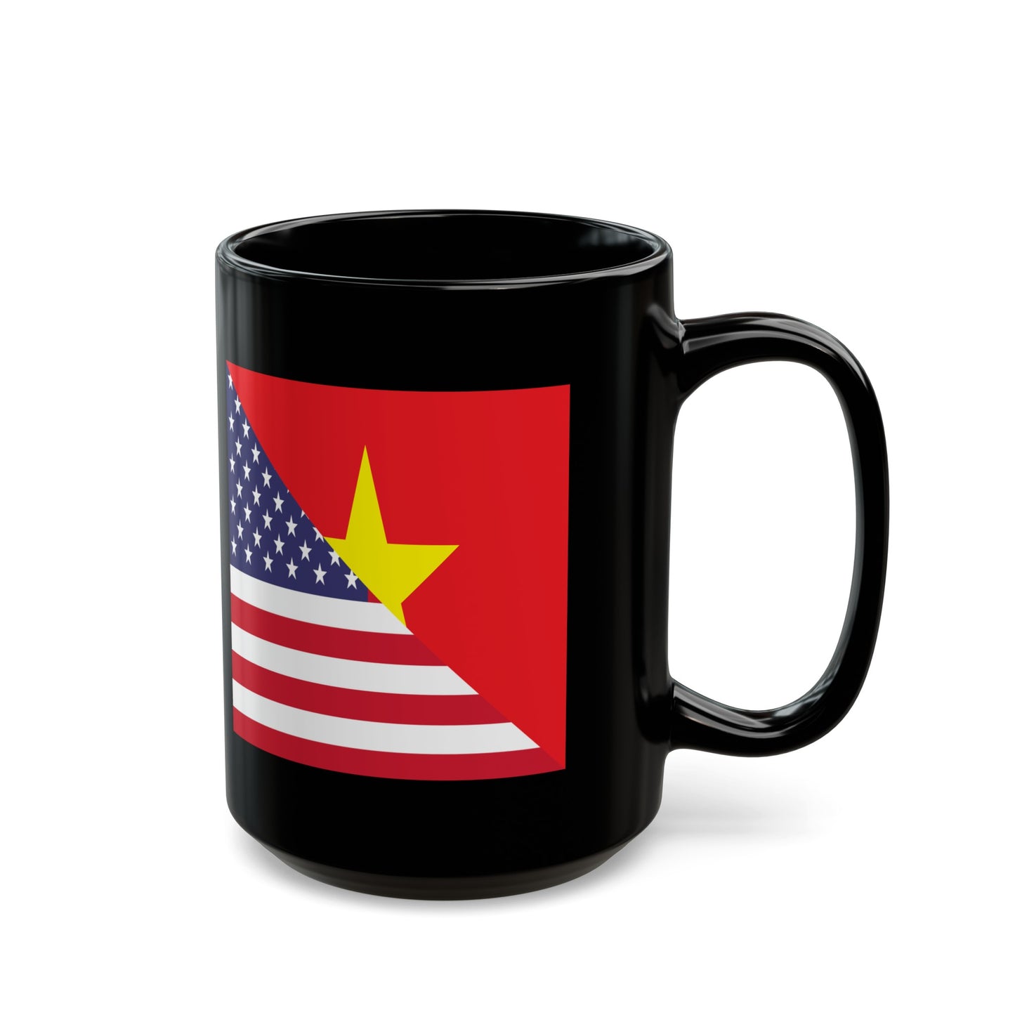 Vietnamese American Flag Half Vietnam USA Black Mug (11oz, 15oz)