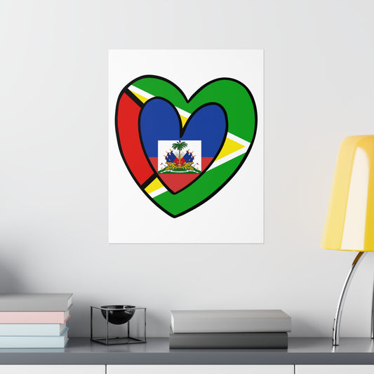 Guyanese Haitian Flag Inner Heart Guyana Haiti  Premium Matte Poster