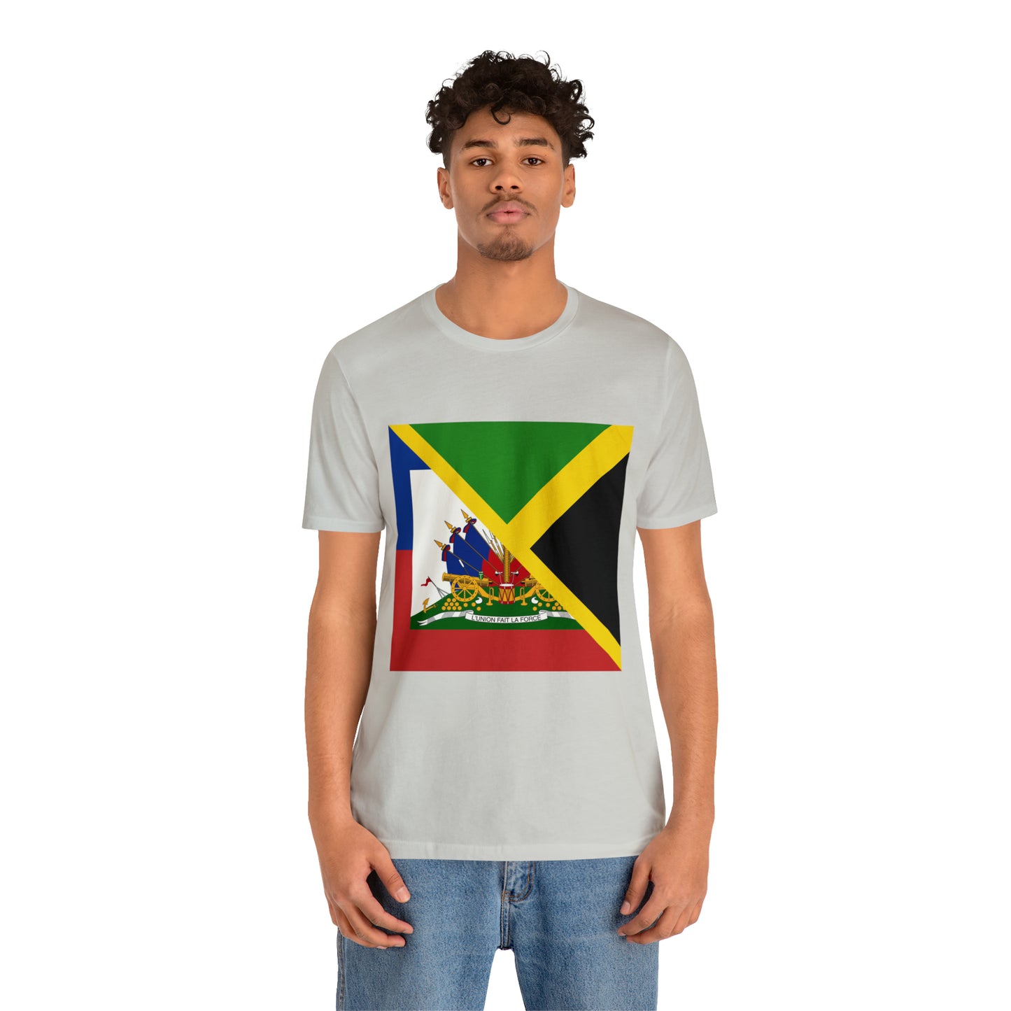 Half Haitian Jamaican Flag Tee | Haiti Jamaica Men Women Shirt