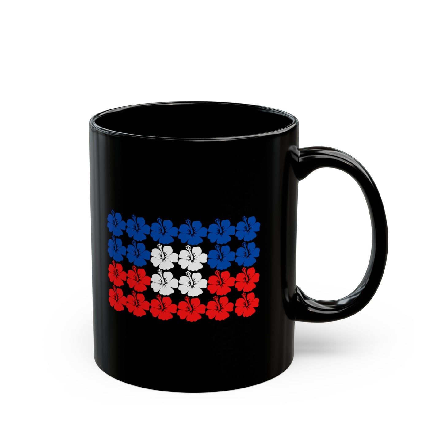 Hibiscus Haitian Flag Haiti Black Mug (11oz, 15oz)