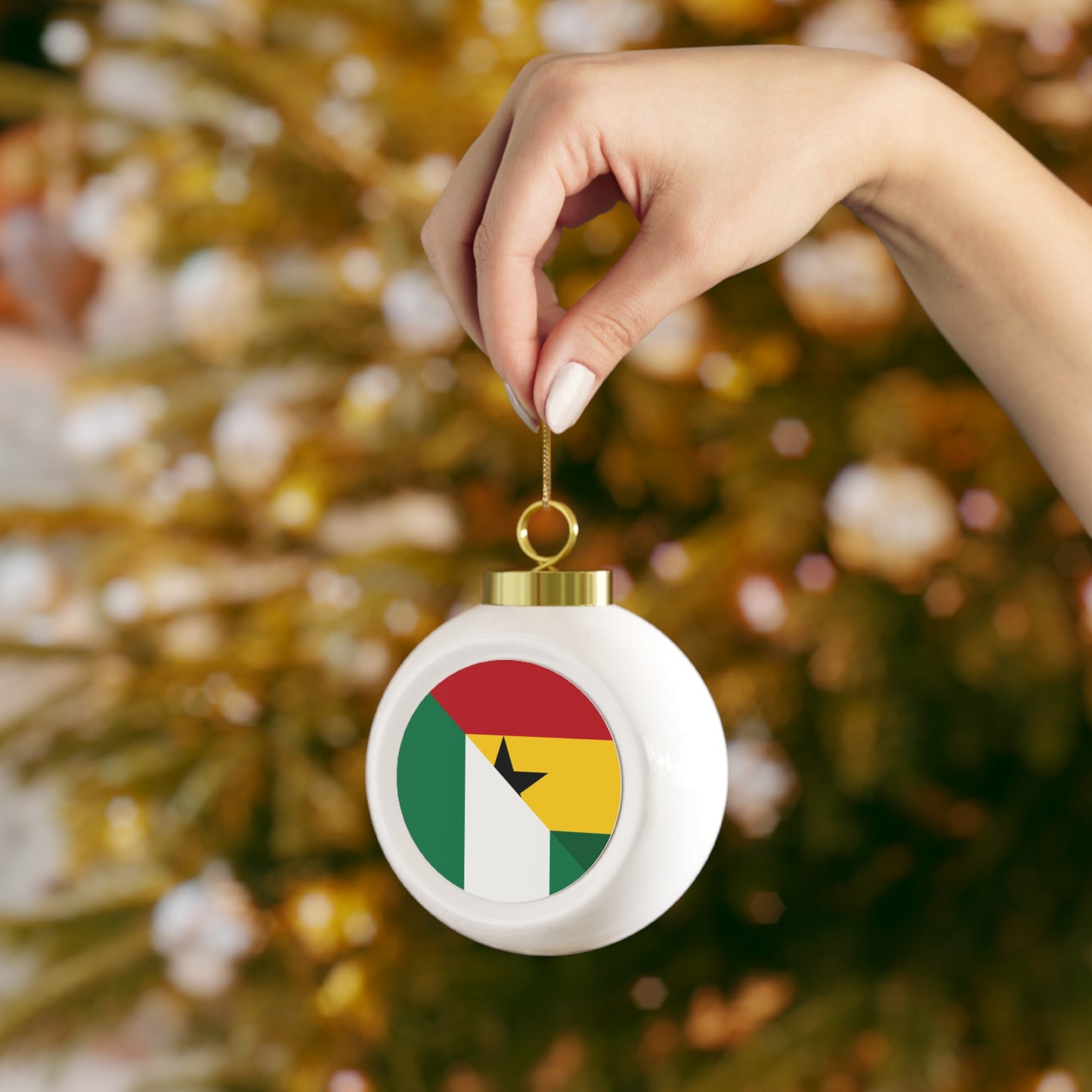 Nigerian Ghanaian Flag Nigeria Ghana Naija Christmas Tree Ball Ornament