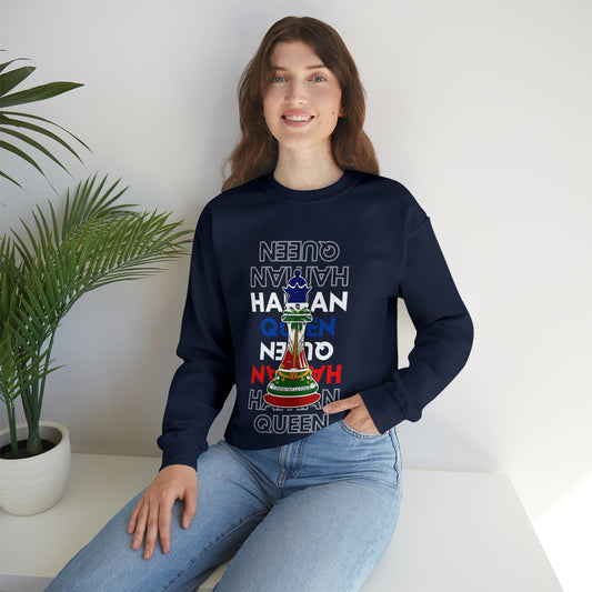 Haitian Queen Chess Piece Text | Haiti Flag Unisex Sweatshirt