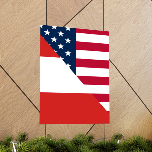 Austrian American Flag Austria USA Premium Matte Poster