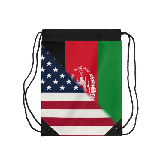 Afghan USA Flag Afghanistan American Drawstring Bag