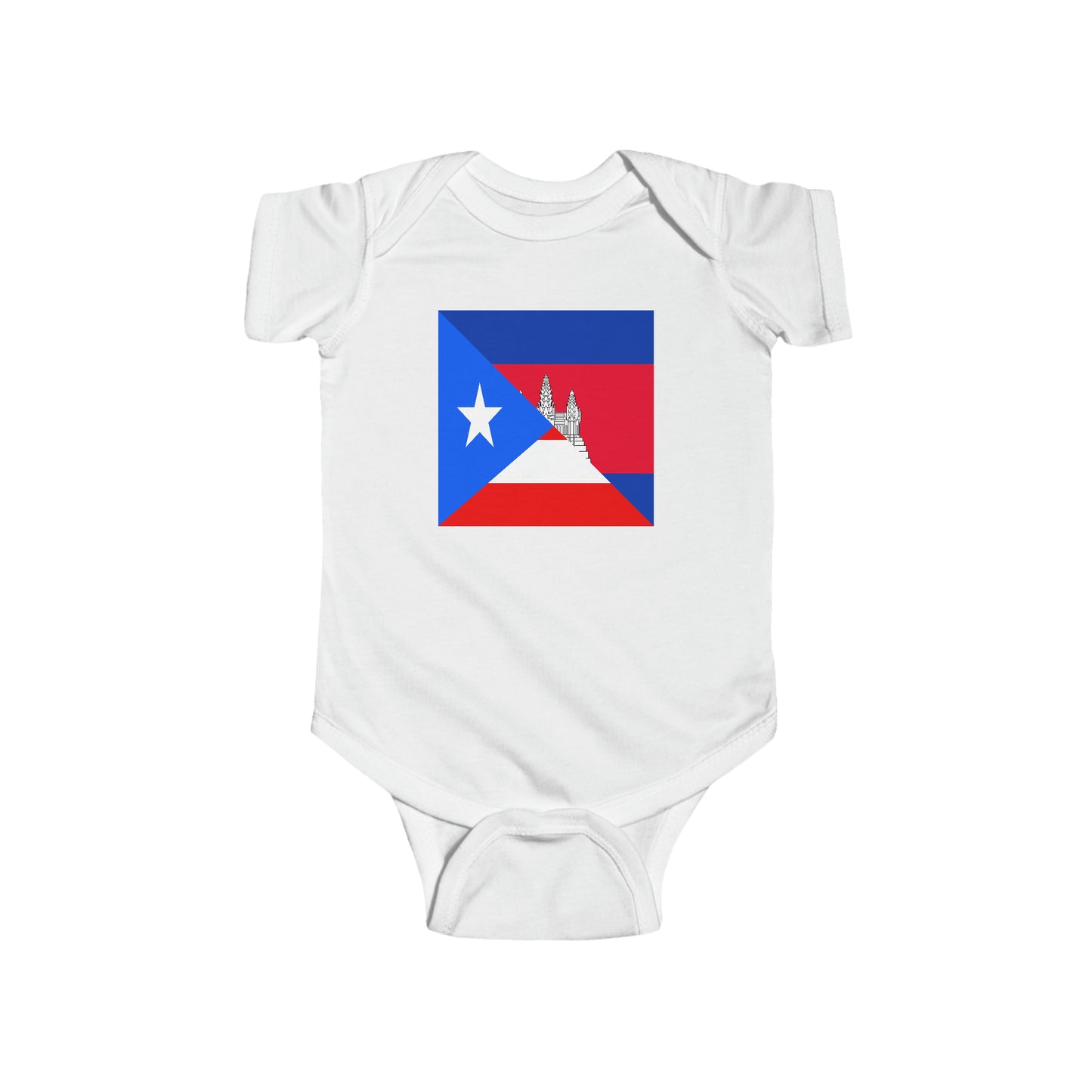 Infant Puerto Rican Cambodian Flag Baby Bodysuit | Half PR Cambodia Boy Girl