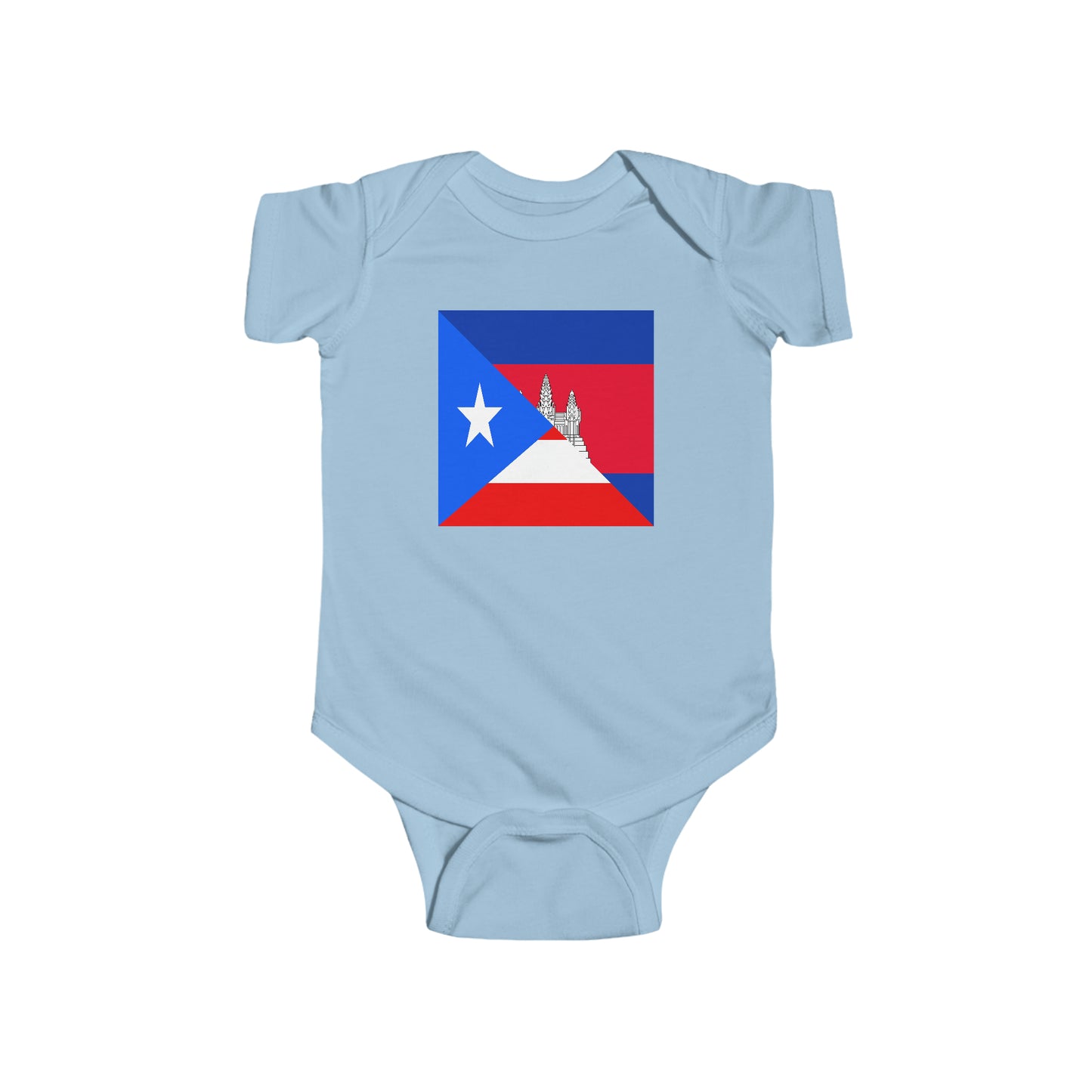 Infant Puerto Rican Cambodian Flag Baby Bodysuit | Half PR Cambodia Boy Girl