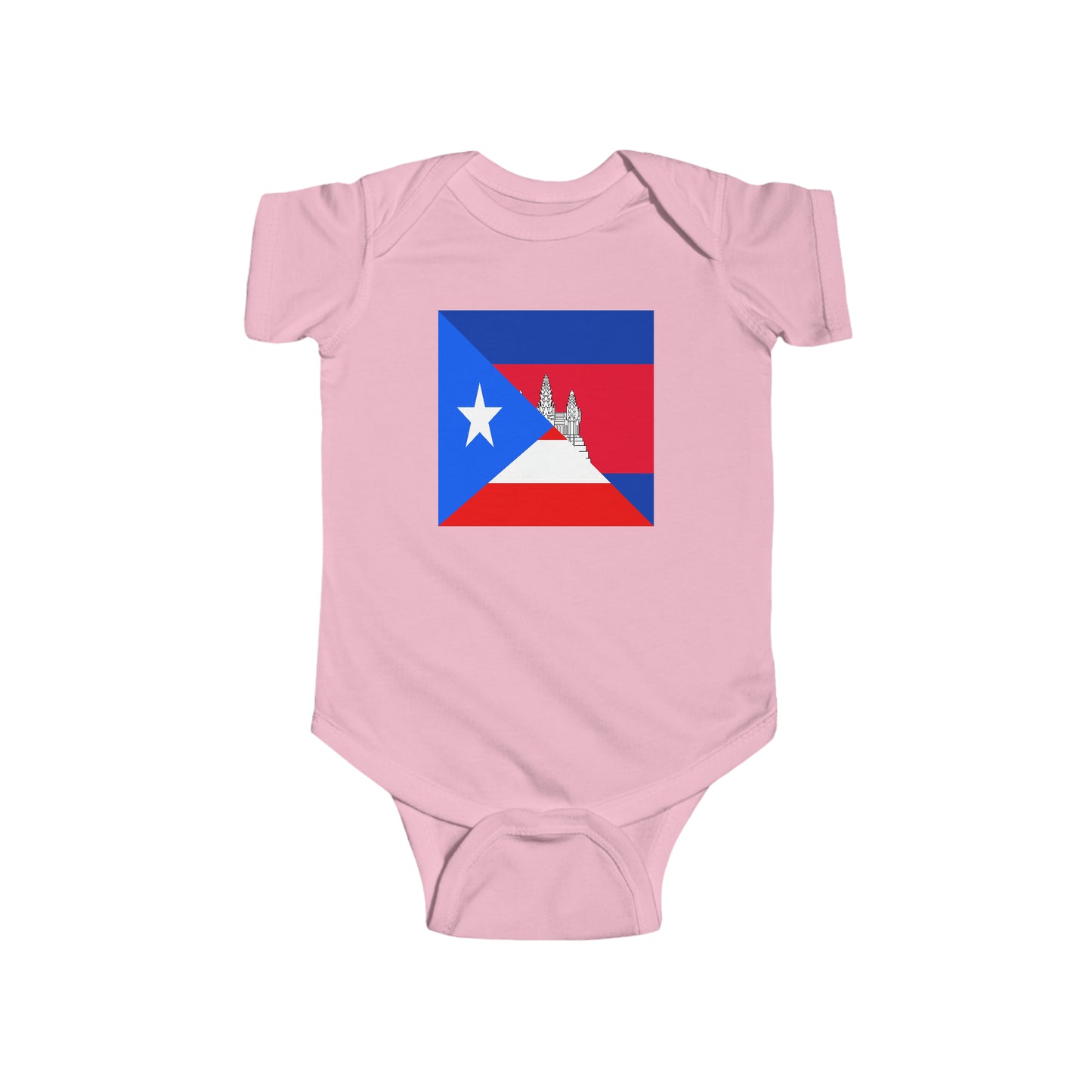 Infant Puerto Rican Cambodian Flag Baby Bodysuit | Half PR Cambodia Boy Girl