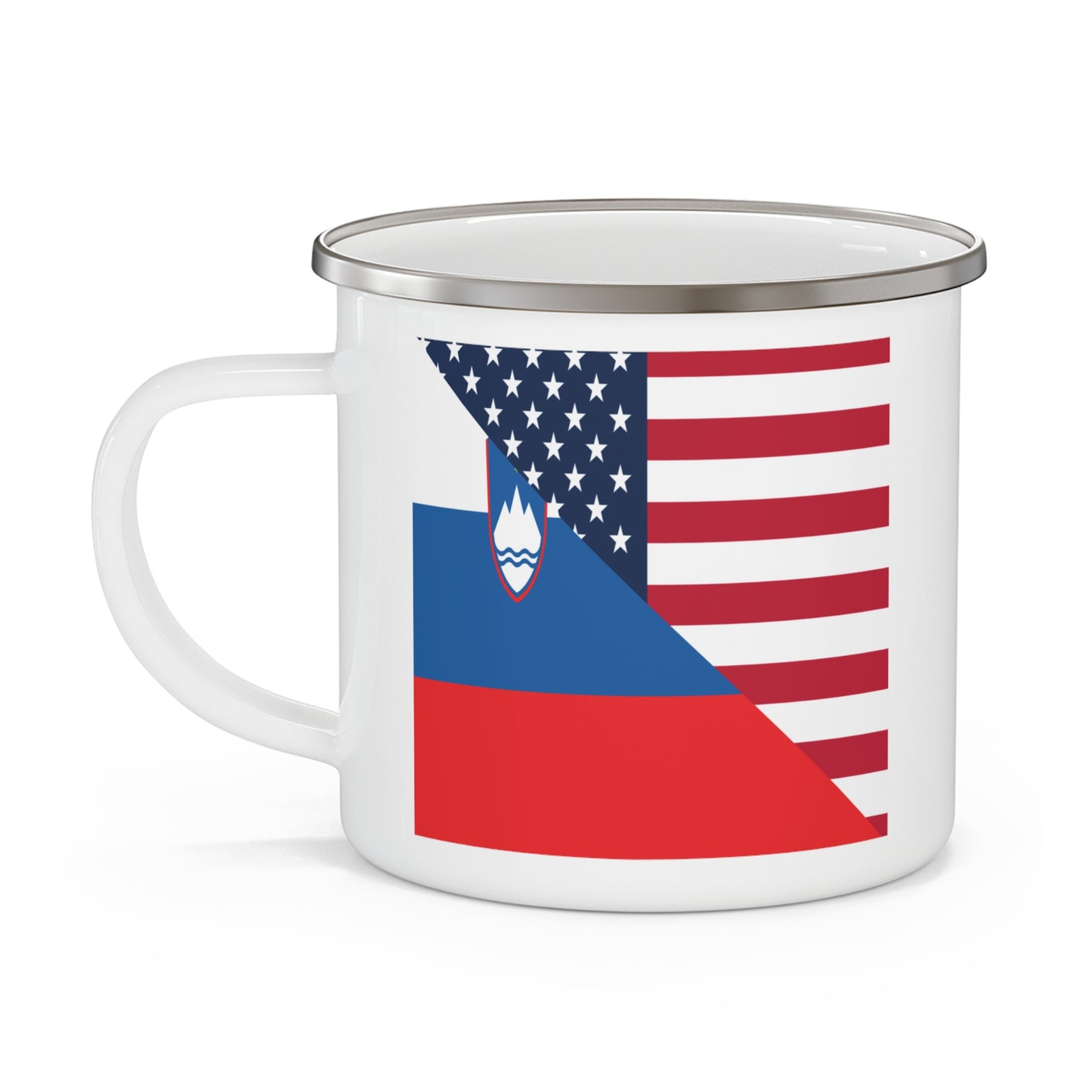 Slovenia American Flag Half Slovenian USA 12oz Enamel Mug