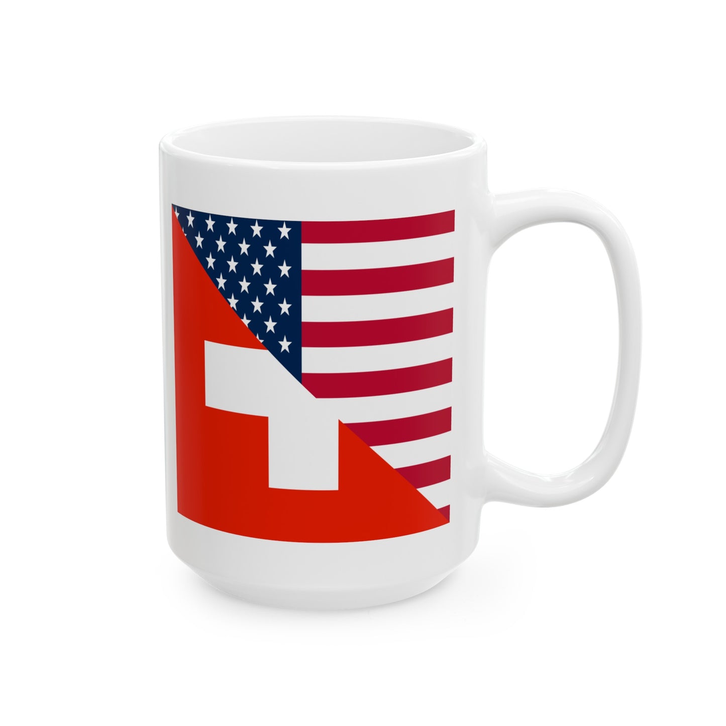 Swiss American Flag Switzerland USA Ceramic Mug 11oz, 15oz Cup