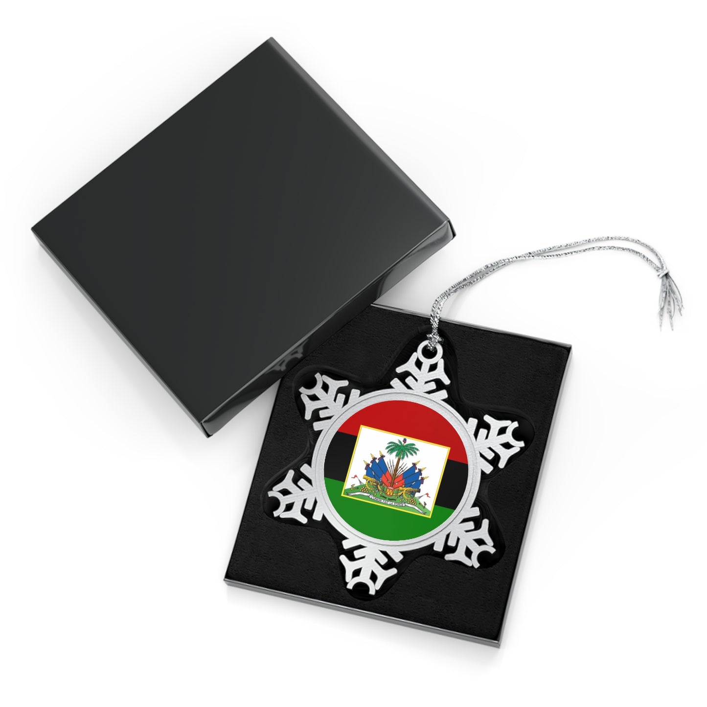 Pan-African Haitian Flag | Pan African Haiti Pewter Snowflake Ornament