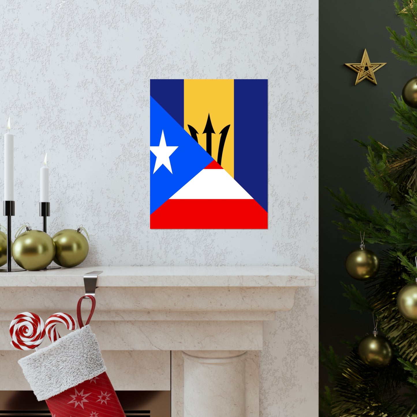 Bajan Puerto Rican Flag Puerto Rico Barbados Premium Matte Poster