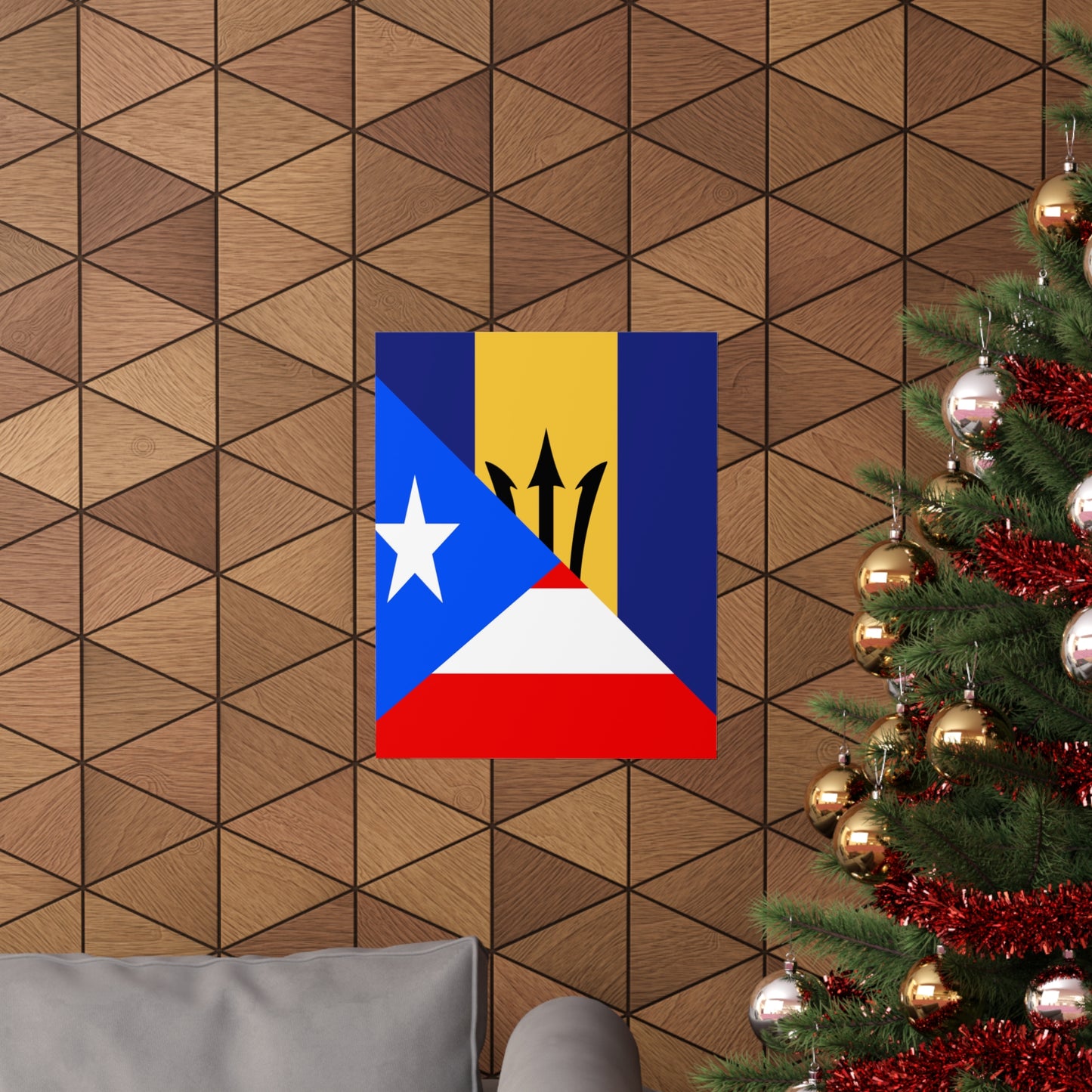 Bajan Puerto Rican Flag Puerto Rico Barbados Premium Matte Poster