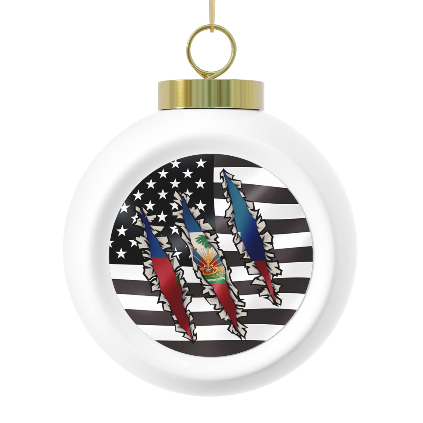 Slashed Haitian Flag | Haiti Christmas Tree Ball Ornament