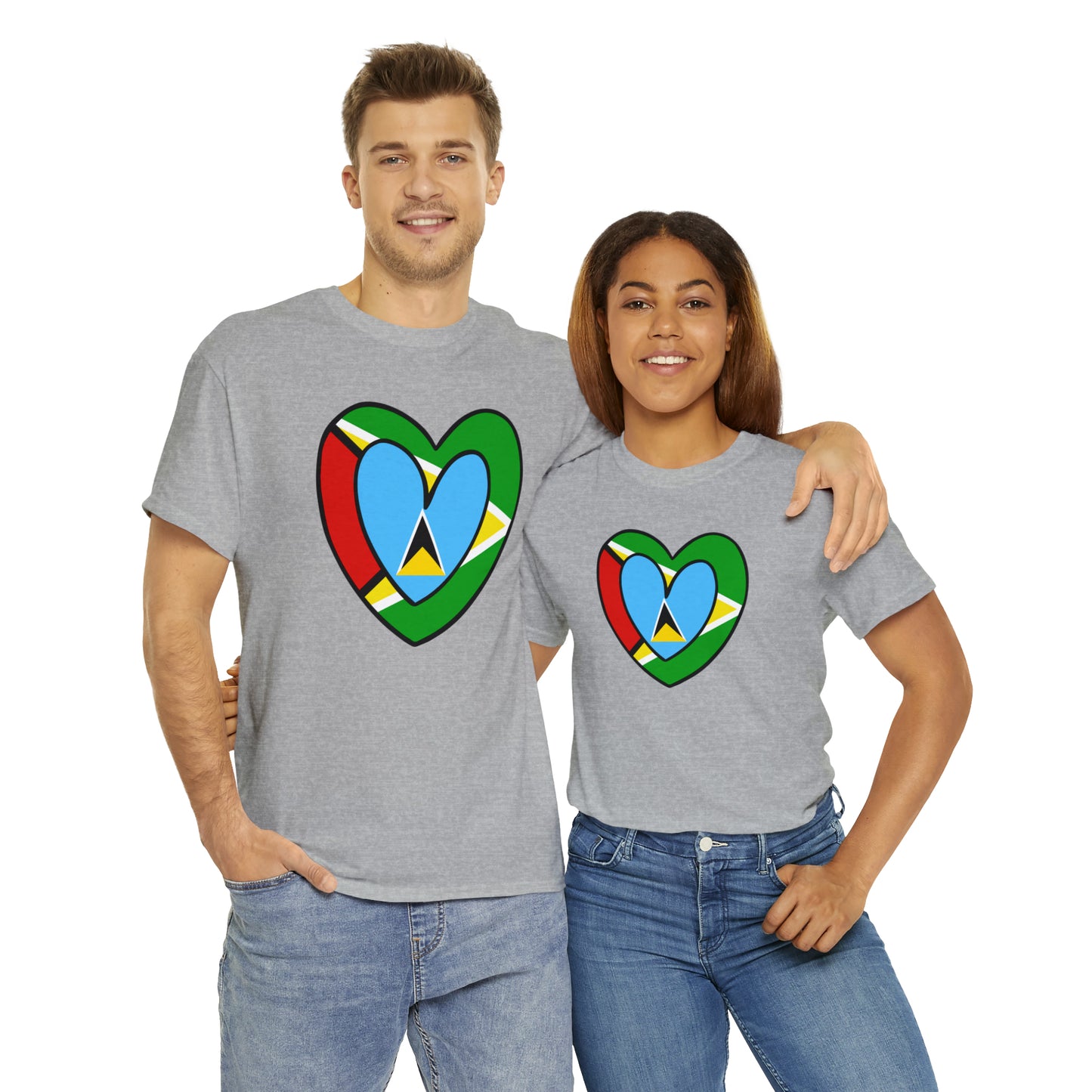 St Lucian Guyanese Heart Flag Guyana T-Shirt | Unisex Tee Shirt