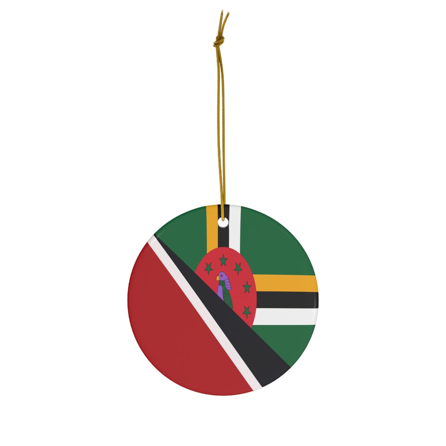 Trinidad Dominica Flag Trini Tobago Ceramic Ornament | Christmas Tree Ornaments