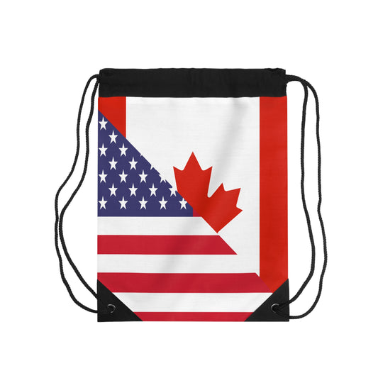 Canadian American Flag Canada USA Drawstring Bag