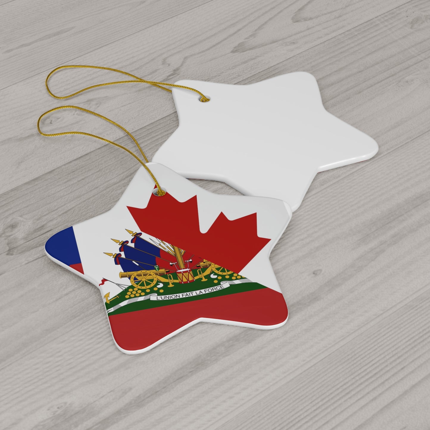 Haitian Canadian Flag | Half Haiti Canada Canadien Ceramic Ornament | Christmas Tree Ornaments