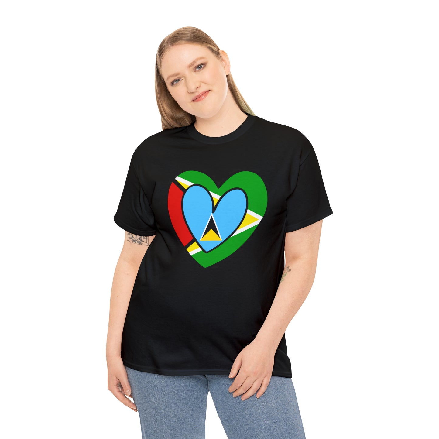 St Lucian Guyanese Heart Flag Guyana T-Shirt | Unisex Tee Shirt