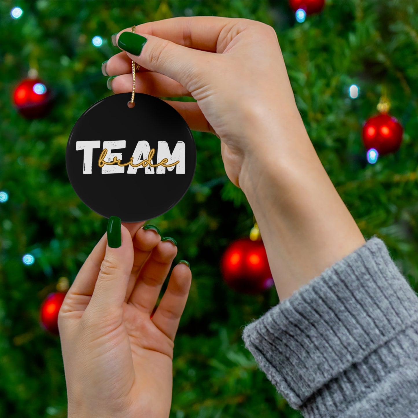 Team Bride Squad Bridal Shower Wedding Gift Ceramic Ornament | Christmas Tree Ornaments