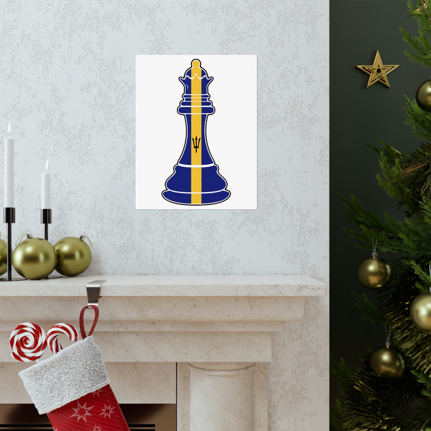 Bajan Queen Flag Chess Piece Barbados Premium Matte Poster